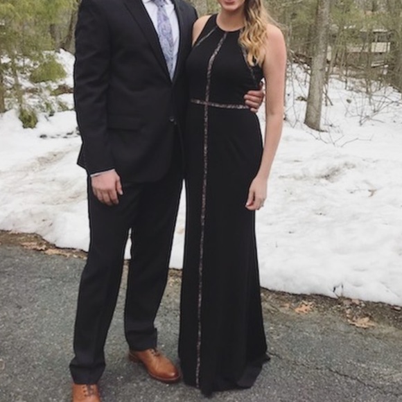 Adrianna Papell Black Insert Lace Dress Long - Picture 4 of 6